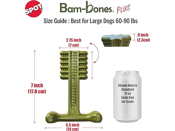SPOT Bam-Bones Plus Toothbrush Dog Chew Toy