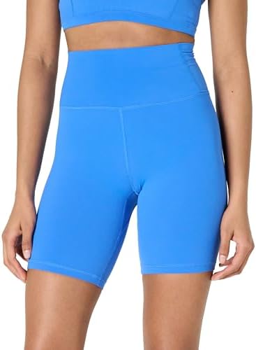 Amazon Essentials Women's Active FormFlex Buttery Soft High Waist 7" Yoga Biker Shorts, Ocean Blue, X-Large