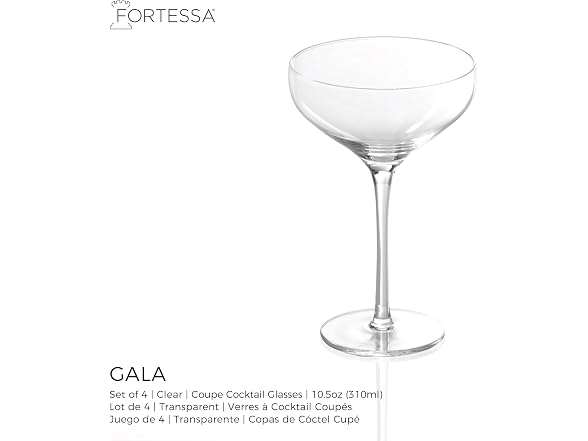 Fortessa Gala Glass, 10.5 Ounce Coupe Cocktail (Set of 4)