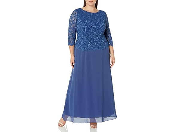 Alex Evenings Women (18 Plus) Dress Trim Wedgewood