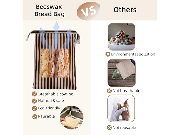GDDAY Beeswax Bread Bags, 2 Pack XL