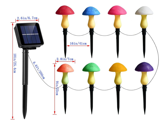 Hakol BH-1110 Solar Garden Decor Lights 8 Crack Mushrooms