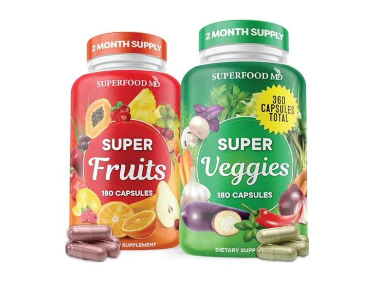 Superfood Fruit and Veggie Supplement, 360 Capsules Total