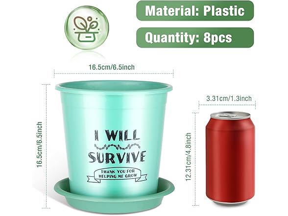 NIKONIKO 8 Pack 6.5 Inch Plant pots