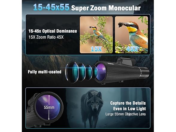 15-45x55 Zoom Monocular Telescope-High