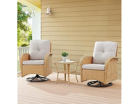 3PC Patio Swivel Rocker Bistro Set