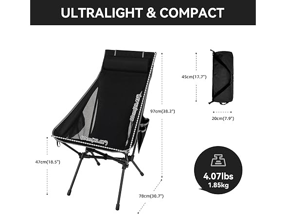 diwaite Portable High Back Camping Chair