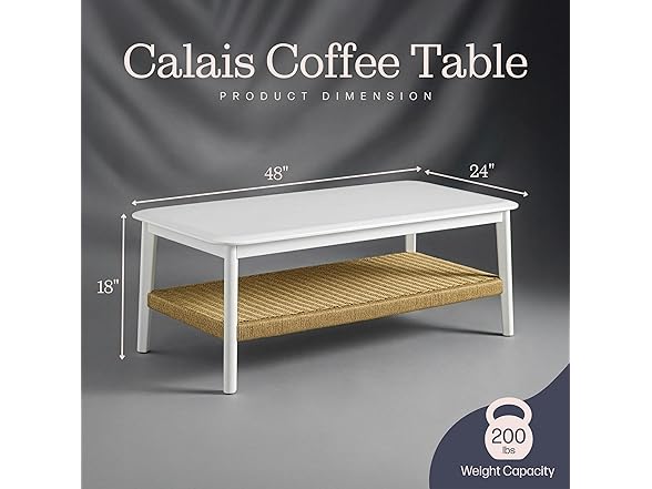Alaterre Furniture Calais 48 Inch Rectangular Wood Coffee Table