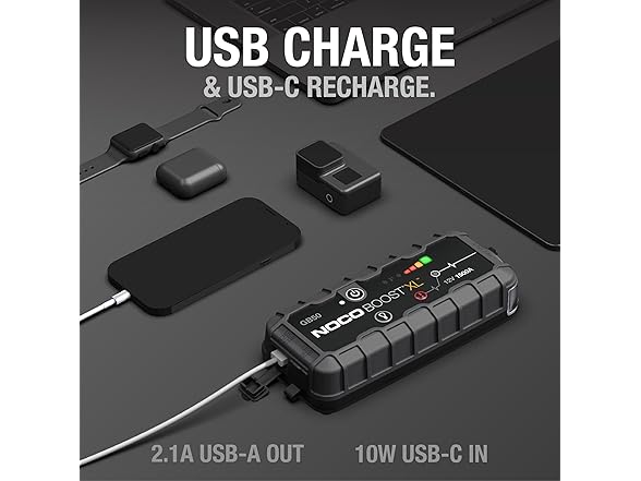 NOCO Boost GB50: 1500A UltraSafe Jump Starter – 12V Lithium Battery Booster Pack, Portable Jump Box, Power Bank & Jumper Cables - for 7.0L Gas and 4.5L Diesel Engines (Open Box)