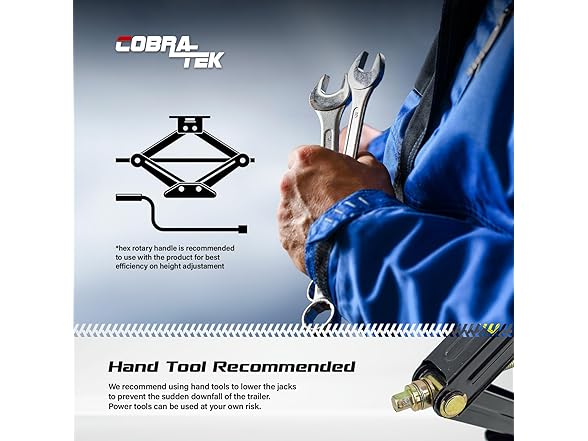 Cobra-Tek CBK-1030-PBK 5000 lbs Trailer Jack (30")