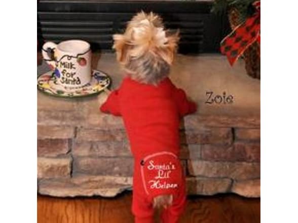 DOGGIE DESIGN Santa's Lil Helper Holiday Dog Pajama, Red