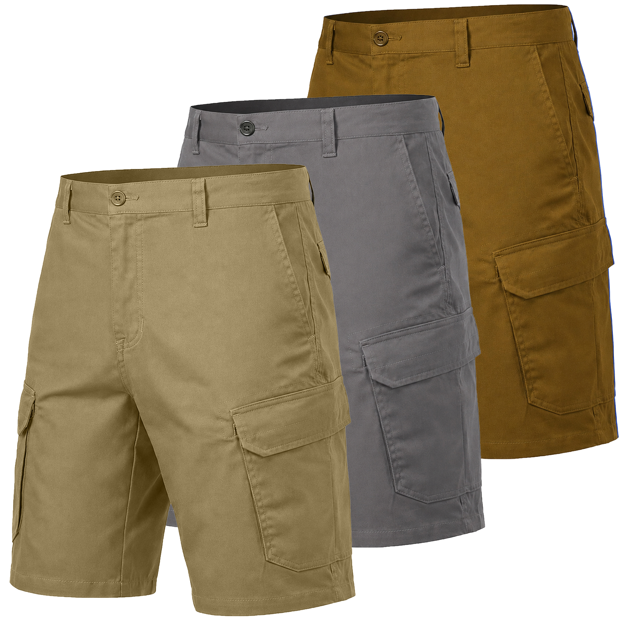 3Pk Mens Cotton Stretch Cargo Shorts - Gallery 21
