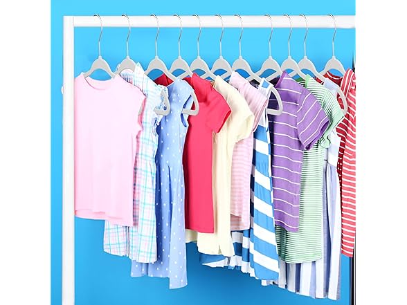 White Velvet Kids Hangers 50 Pack
