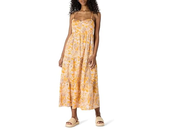 Golden Yellow Beige Folk Floral Multi