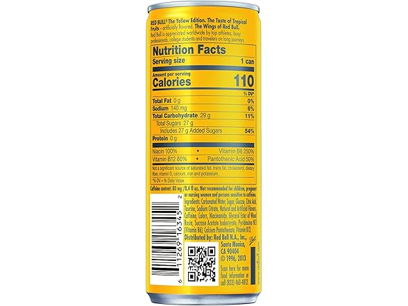 1CT Red Bull Yellow Edition Energy Drink, Tropical