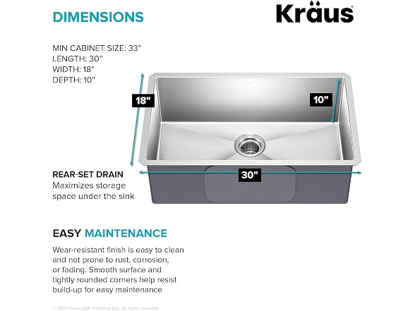 KRAUS Stainless Steel 30 in 16 Gauge