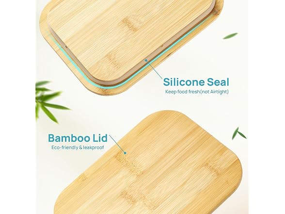 Vtopmart 5 Pack Glass Containers W/ Bamboo Lids