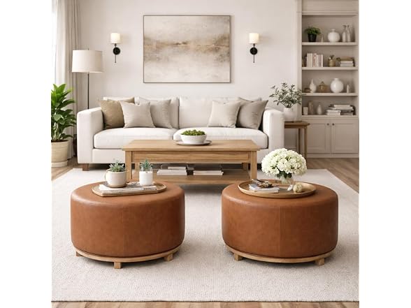 HomePop 32in Haven Ottoman Chestnut