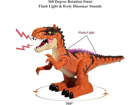 TEMI RC Dinosaur Toy w/ Flame Spray & Sound