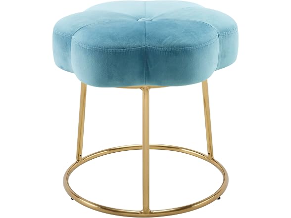 Linon Talulah Light Blue and Gold Vanity and Accent Stool