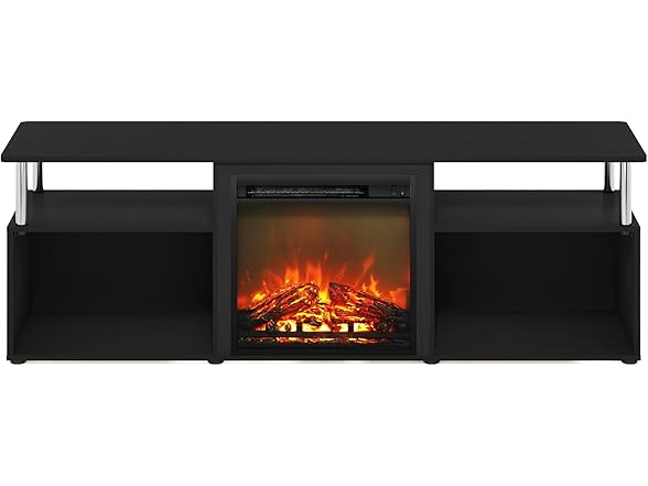 Furinno Jensen Open Storage Fireplace TV Center