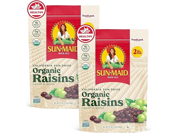 2PK Sun-Maid Organic California Sun-Dried Raisins