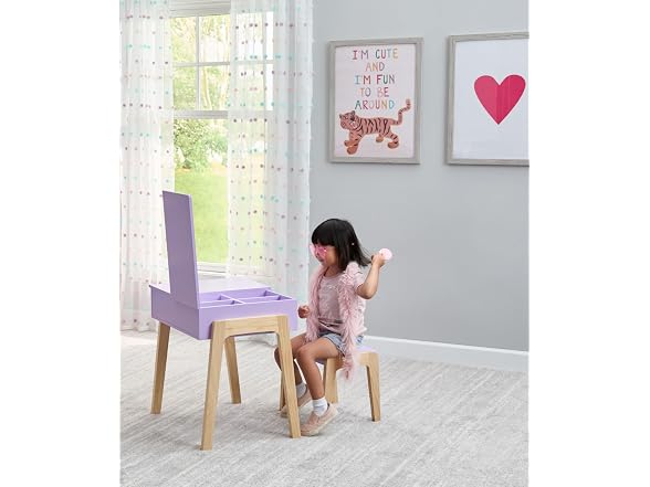 Humble Crew Kids Vanity Set with Mirror and Stool, Toddler Vanity