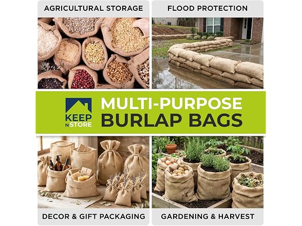 Burlap Storage Bags 26" x 40", Pack of 5