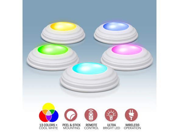Aduro 5Pk Color Changing Wireless LED Lights w/ Remote