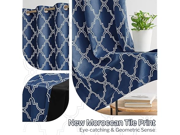 Melodieux Navy Blackout Curtain 2Pk 52"x63"