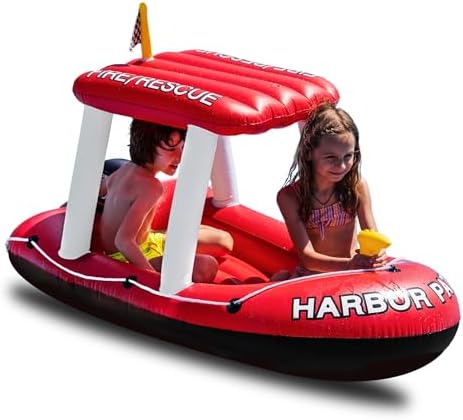 Zone Tech PA0006 Kids Inflatable Fire Rescue Boat Re