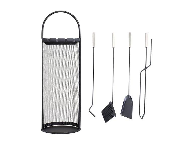 Sunnydaze 4-Piece Fireplace Tools w/ Stand Black