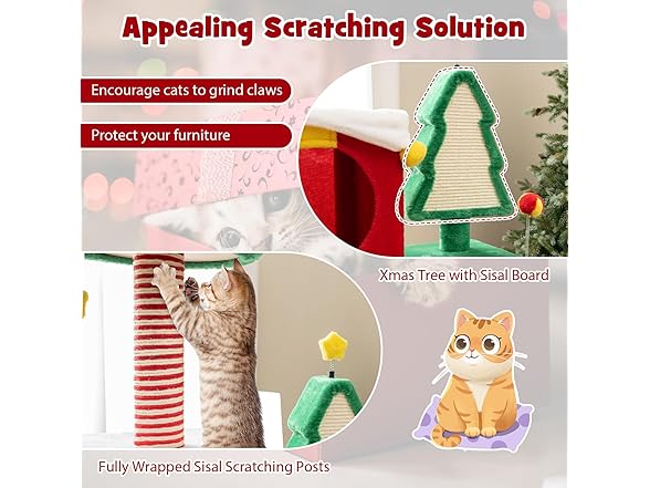 PETSITE 61 inch Christmas-Themed Cat Tree