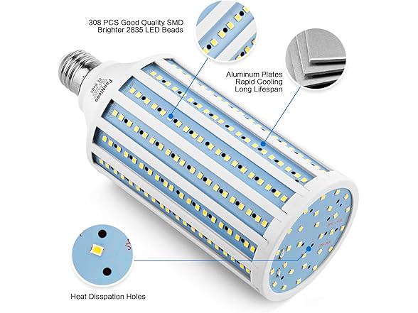 FanNicoo E26 LED Corn Light Bulb 500W Equivalent 60W