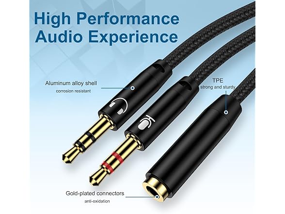 2-in-1 Y Aux Splitter Audio Cable Cord