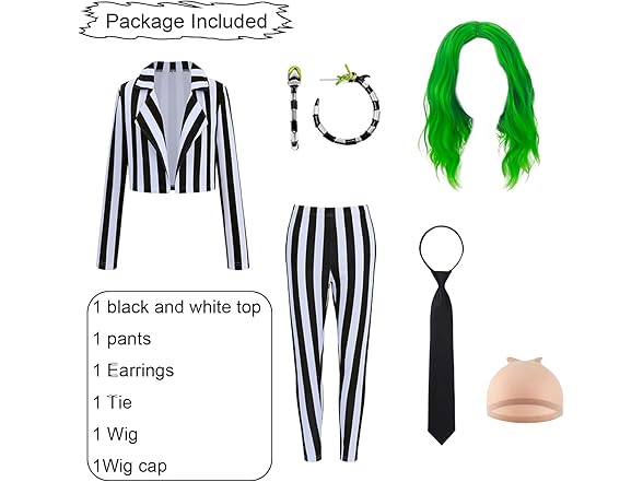 Women's Black and White Striped Suit