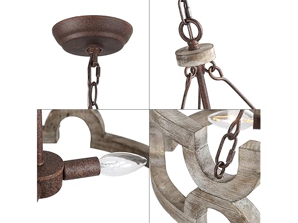 KSANA Farmhouse Chandelier, Wood Drum 19.5” X 21”