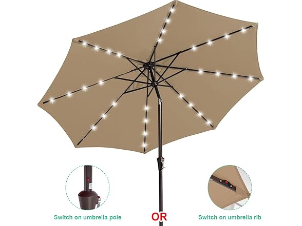 JEAREY 9ft Patio Umbrella Solar Lights