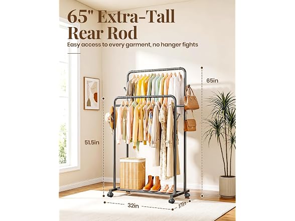 Delamu Clothes Rack Double Rods