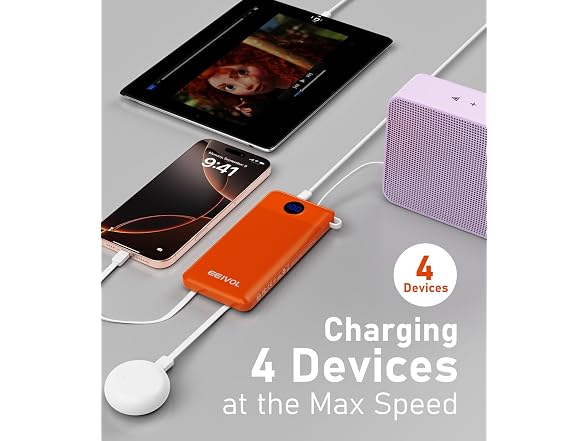 EEIVOL 10000mAh Power Bank 4 Cables