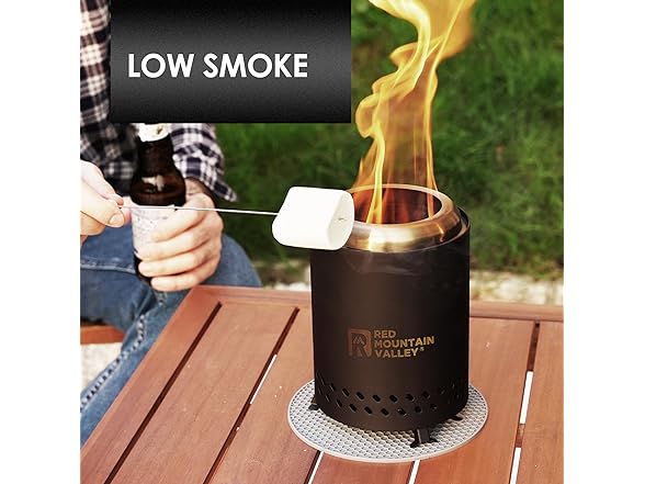 Red Mountain Valley Smokeless Tabletop Fire Pit, Black