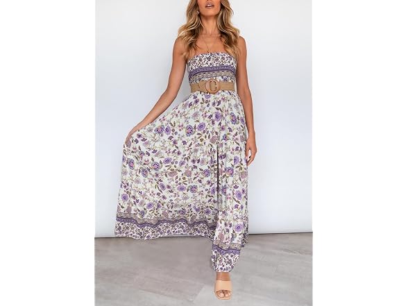 Zesica Women (M) Summer Boho Strapless Dresses