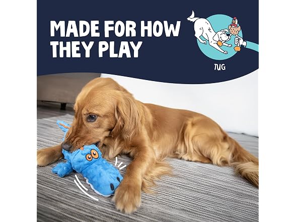 goDog Gators Squeaky Plush Dog Toy with Chew