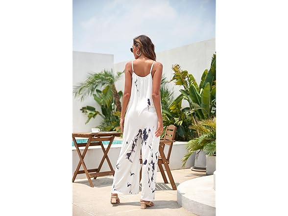 Fkeep Women Loose V Neck Sleeveless Strap Pants
