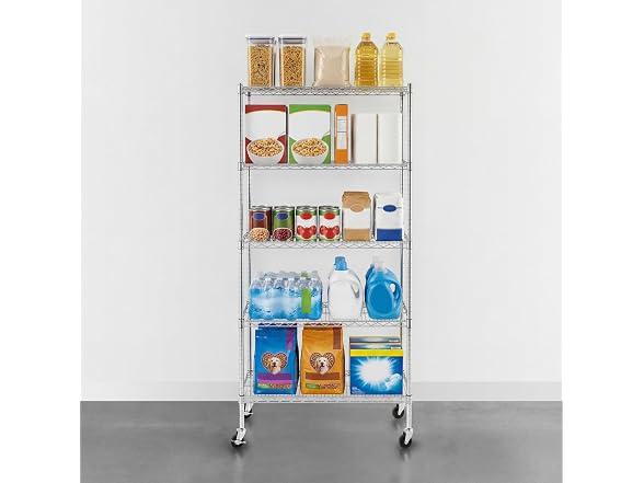SafeRacks NSF 5-Tier Steel Wire Rack w/Wheels (18"x36"x72")