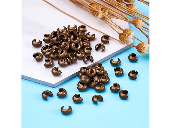 Pandahall 200pcs Brass Crimp Beads Covers 4mm