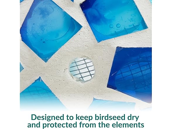 Sunnydaze 6-Inch Glass Mosaic Hanging Bird Feeder, Blue Mosaic