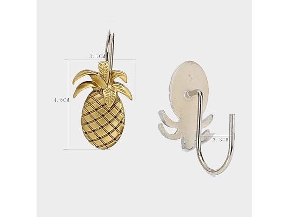 Golden Pineapple Shower Window Curtain Hooks