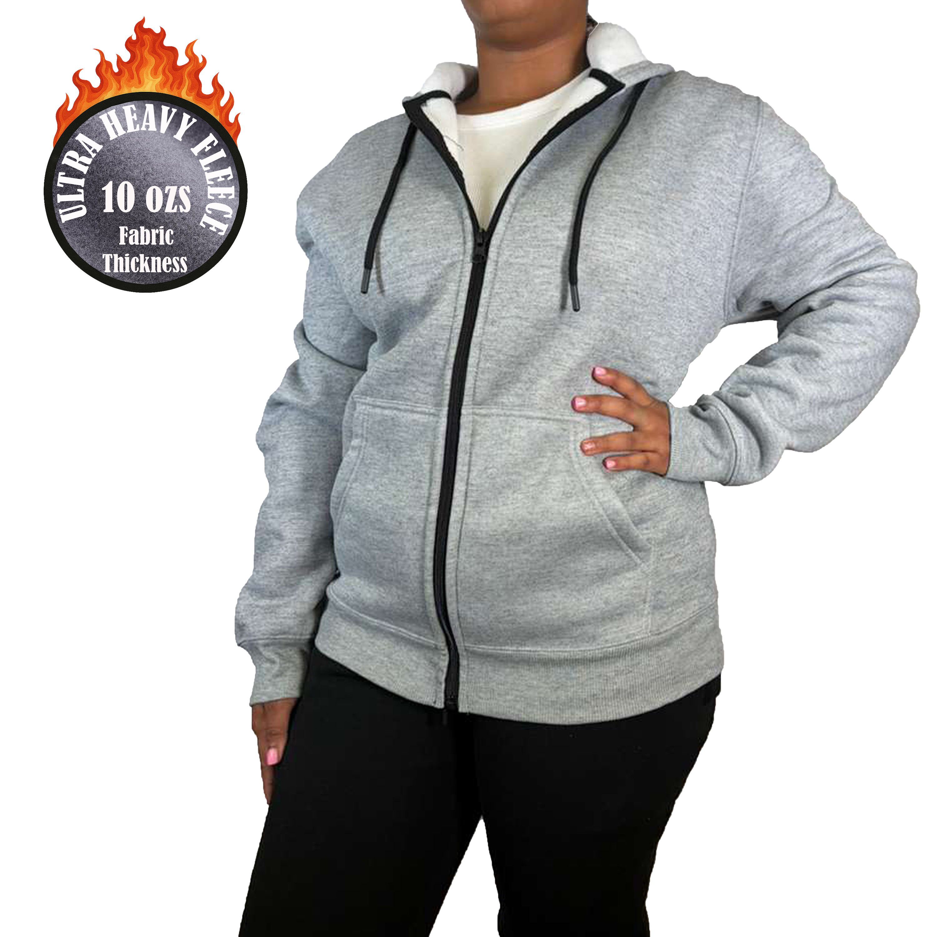 Womens Heavyweight Fleece-Lined Full Zip Hoodie - Gallery 19