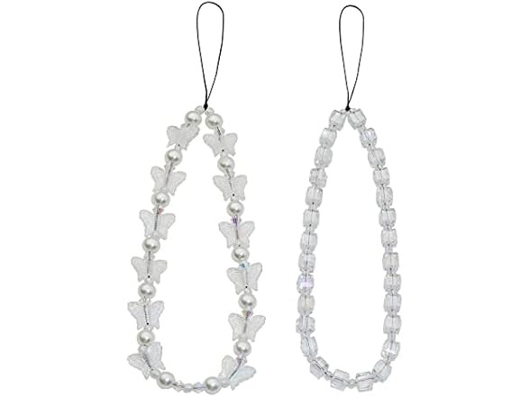 TUCAI White Crystal Beaded Phone Charms